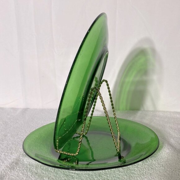 Vintage Duralex France Emerald Green Glass Dinner Plates X2 - Picture 2 of 12